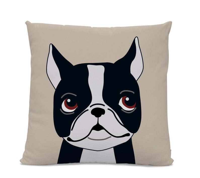 Boston Terrier Pillow Boston Terrier Illustration Pillow Etsy