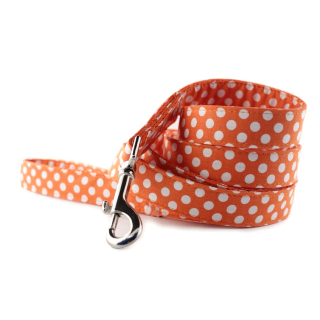 Orange Dog Leash Orange and White Polka Dot Dog Leash From