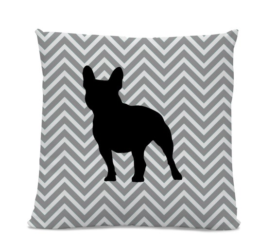 dog breed pillow Pug Silhouette Pillow Dog Pillow Gray Chevron Pillow Chevron Teal Pug Pillow Pug Decor