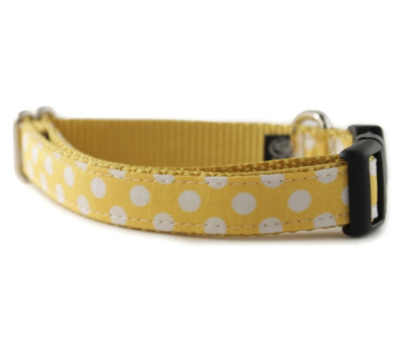 Yellow Dog Collar Yellow White Polka Dot Dog Collar Lemon Etsy