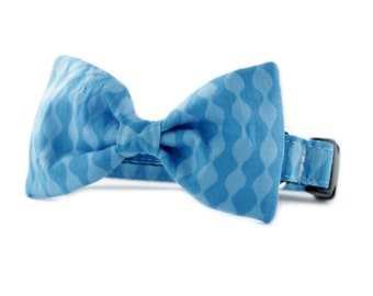 Blue Bow Tie Dog Collar - Teal Bow Tie Collar - Aqua Bow Tie for Dogs - Blue Waves Bow Tie Dog Collar - blue dog collar - Sophisticated Pup