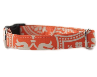 Orange and White Floral Dog Collar - Flynn Dog Collar