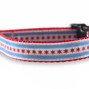 Chicago Flag Dog Collar, Chicago Collar, Chicago Style Dog, Pet Collar Chicago Flag, Sophisticated Pup dog collar, Made in Chicago collar