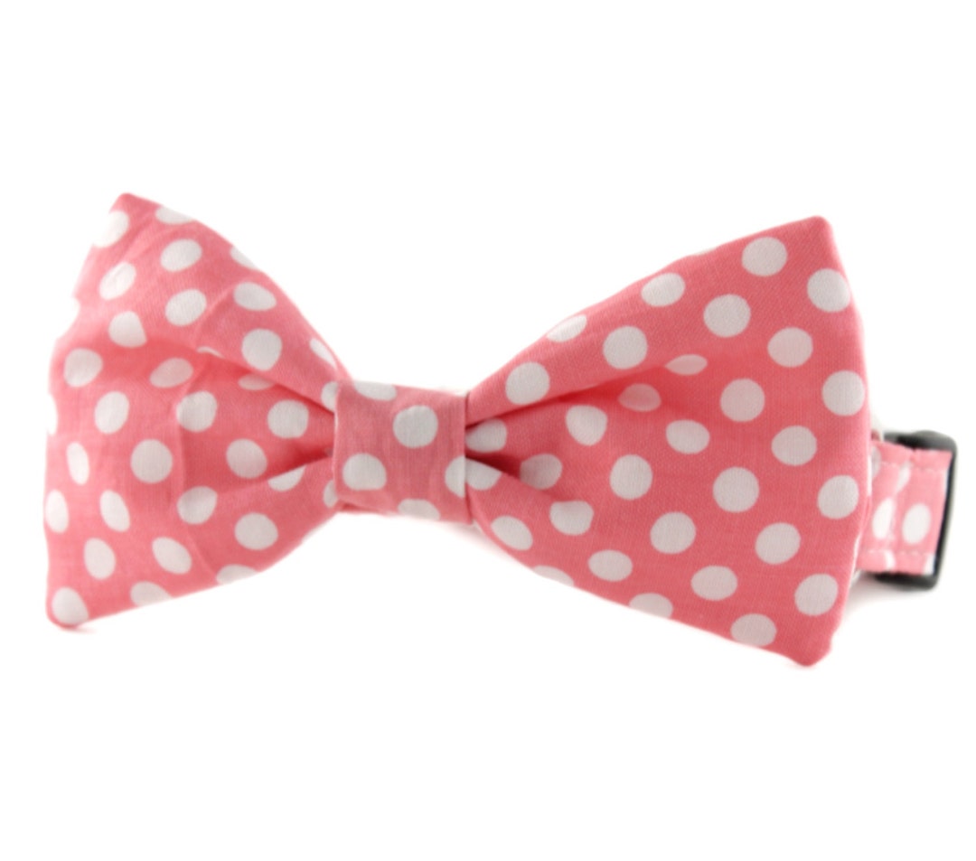 Pink Bow Tie Dog Collar Pink and White Polka Dot Bow Tie Dog Etsy
