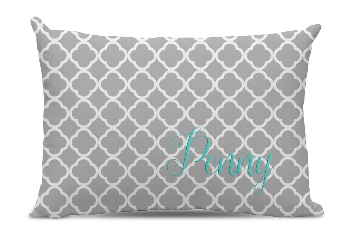 Gray Quatrefoil Dog Bed Monogrammed Dog Bed Pillow Dog Bed Etsy