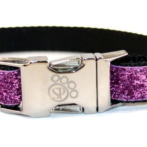 Fuchsia Dog Collar - Celebri-Pup Fuchsia Glitter Dog Collar - sparkly dog collar - glitter dog collar - metal buckle dog collar