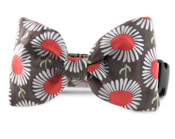 Daisy Bow Tie Dog Collar - Flower Bow Tie Dog Collar - Dog bowtie collar - Formalwear for dogs - dog wedding attire - brown bow tie