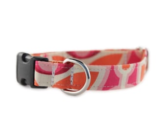 Pink and Orange Floral Dog Collar - Camilla Collar