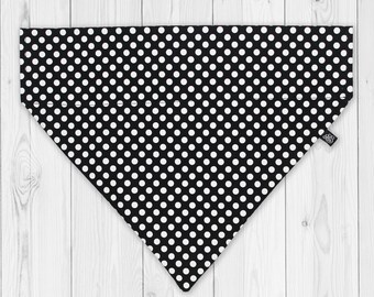 Slip on Dog Bandana - over the collar dog bandana - Ebony Dot dog bandana - polka dot dog bandana - black and white dog bandana - dog scarf