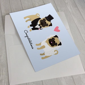 Wedding Card Wedding Pugs Greeting Card Card for wedding pug lover card bride and groom pugs wedding gift box of wedding cards image 1