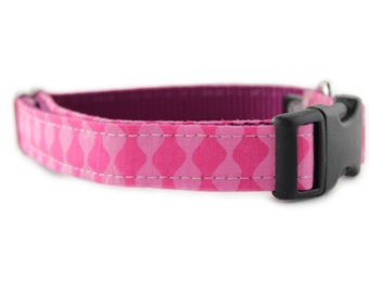 Pink Dog Collar - Adjustable Dog Collar - Pink Waves Dog Collar - Girl Dog Collar - Sophisticated Pup