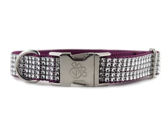 Purple Bling Dog Collar - Adjustable dog collar -fancy dog collar - sparkly dog collar - Purple dog collar - girl dog collar