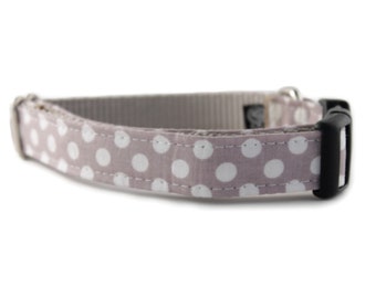 grey Dog Collar - Cocoa Dot Dog Collar - Gray Polka Dot Dog Collar - Tan Polka Dot Dog Collar - Adjustable Dog Collar - Sophisticated Pup