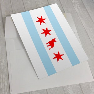 Cartão de felicitações Bulldog Francês da Bandeira de Chicago