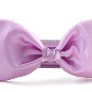 Lavender Bow Tie Dog Collar Dog Bow Tie Collar Wedding Attire for Dogs dog wedding lavender satin dog bow tie formal dog bow tie image 2