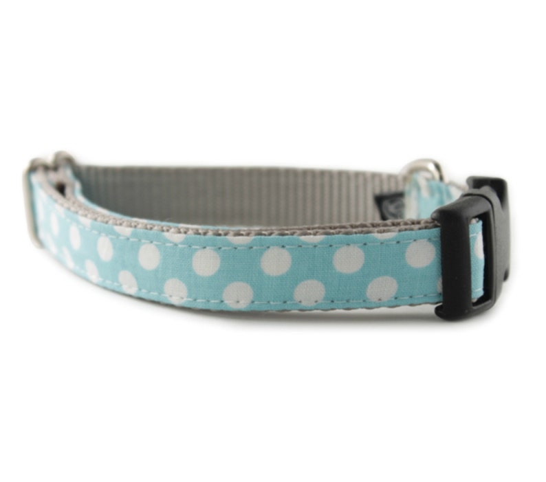 Blue Dog Collar Light Blue White Polka Dot Dog Collar Ice Etsy
