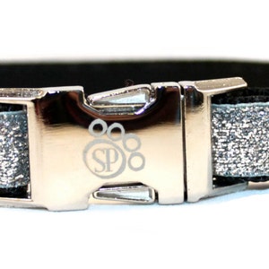 Silver dog collar - Bling Dog Collar - Celebri-Pup Silver Glitter Dog Collar  - metal buckle dog collar - sparkly dog collar