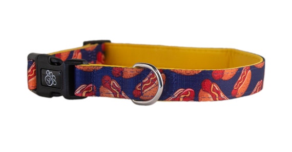 Hot Dogs Dog Collar - Adjustable Dog Collar - Comfort Soft Dog Collar - Chicago Style Dog Collar - Chicago Pet Products - Hot Dog Pet Collar