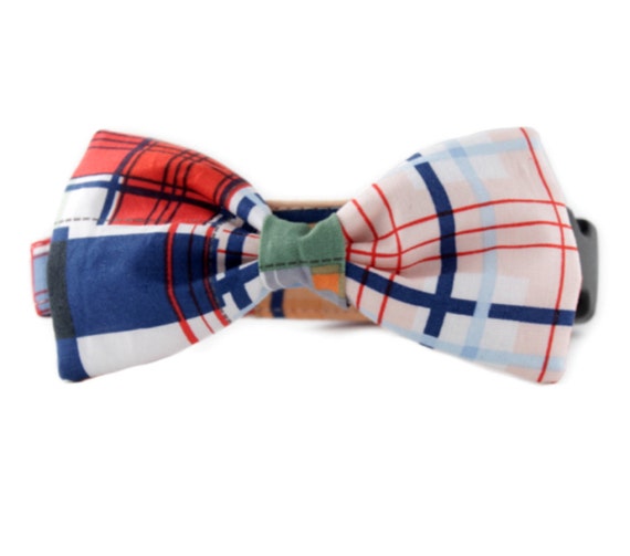 Plaid Bow Tie Dog Collar - Plaid Bow Tie for Dogs - Mad About Plaid Bow Tie Dog Collar - Madras dog collar - formal collar for dog