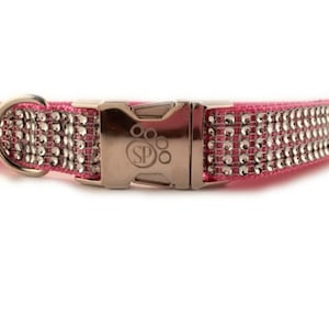 Dog Collar Rose Bling Dog Collar Adjustable dog collar fancy dog collar sparkly dog collar Pink dog collar girl dog collar image 1