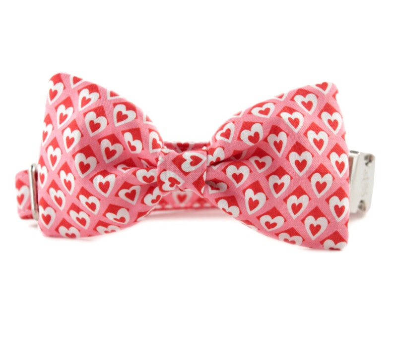Heart Bow Tie Collar Set Valentine Bow Tie Dog Collar Etsy