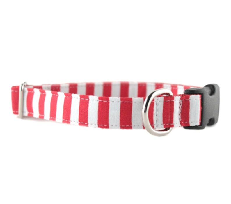 Red and White Striped Dog Collar Candy Stripe Dog Collar Etsy
