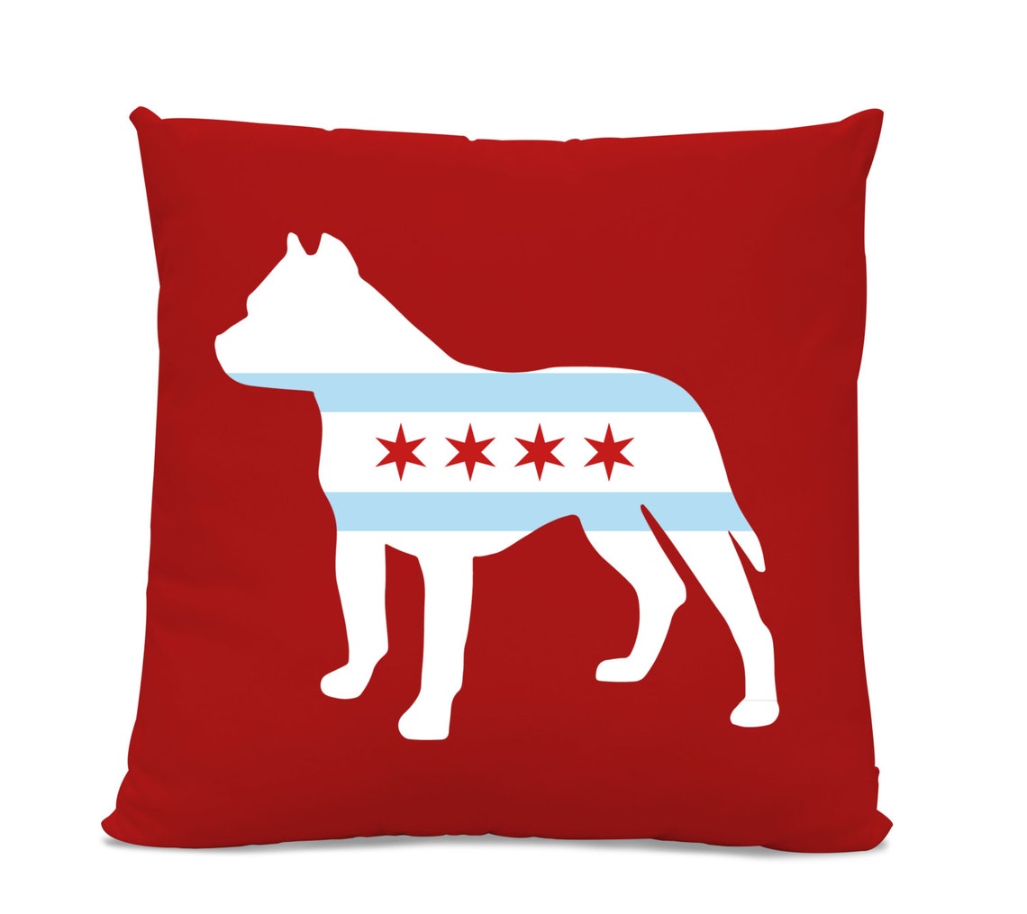 Chicago Flag Pitbull Pillow Chicago Home Decor Pitbull Etsy