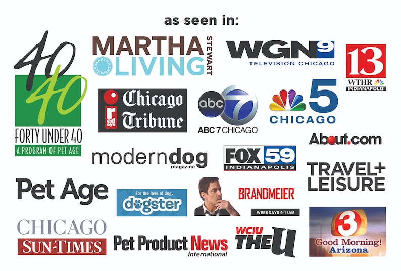 Pu&ograve; includere: Un collage di loghi di vari media, tra cui Martha Stewart Living, WGN Television Chicago, Chicago Tribune, ABC 7 Chicago, Chicago Sun-Times e altri. &Egrave; anche visibile il testo "Forty Under 40" e "A Program of Pet Age".