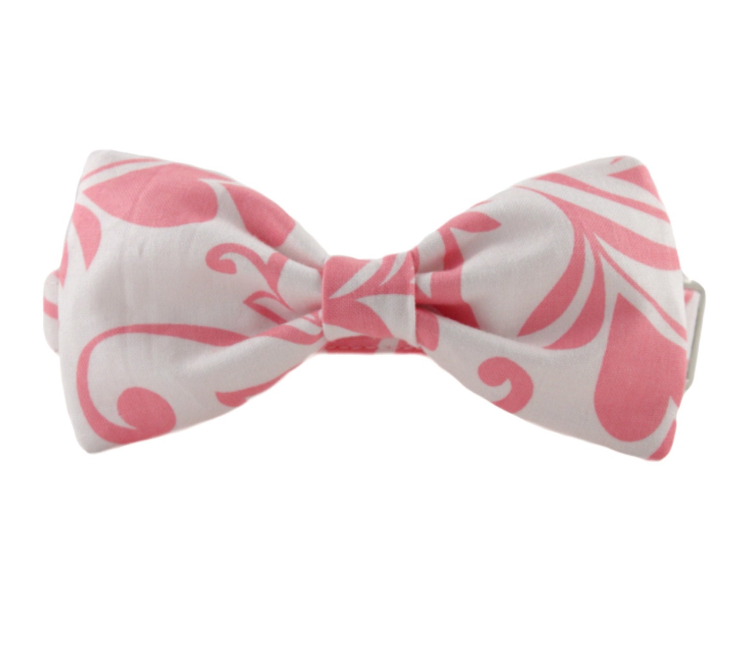 White Bow Tie Dog Collar - Valentine Bow Tie Dog Collar - Darcy Bow Tie Dog Collar - Pink White Floral Bow Tie - Wedding Collar