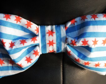 Chicago Flag Bow Tie Dog Collar - Chicago Flag Collar - Chicago Flag Dog Bow Tie