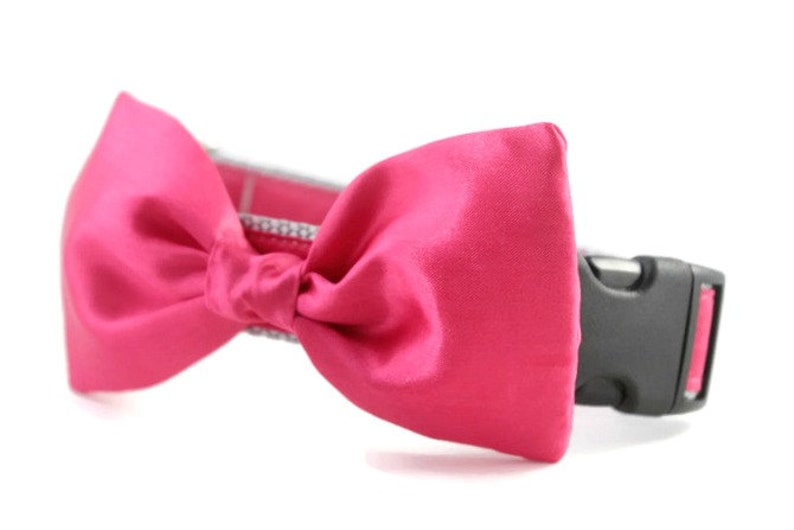 Fuchsia Dog Bow Tie Collar Hot Pink Bow Tie Dog Collar Etsy
