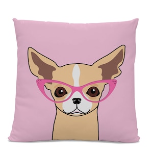 Chihuahua Pillow - Chihuahua with Glasses Pillow - Dog with Glasses Pillow - Chihuahua decor - Chihuahua gift - Funny Chihuahua Pillow