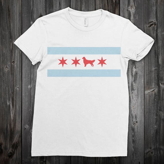 Chicago Flag Golden Retriever T-shirt - Chicago t-shirt - dog t-shirt - dog lover t-shirt - t-shirt for Chicago dog lover