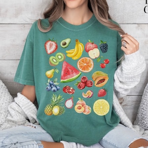 Cute Fruit Graphic Tee, Comfort Colors T-shirt, Watercolor Fruit Shirt, Retro Fruit Graphic Tee, Summer Shirt, Fruit Aesthetic, Gift for Her