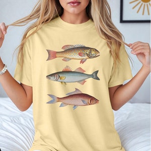Colorful Fish Comfort Colors® Shirt, Coastal Aesthetic T-shirt, Ocean Inspired Tee, Fisherman Aesthetic, Fish Shirt, Coastal Granddaughter