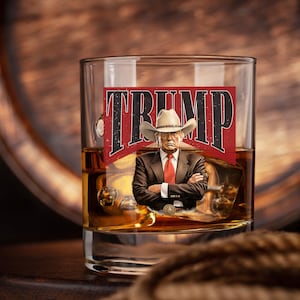 Badass Donald Trump Whiskey Glass, 47 President, MAGA, Right Wing, Conservative Gift, Republican Christmas Gift, Rocks Glass, Political Gift