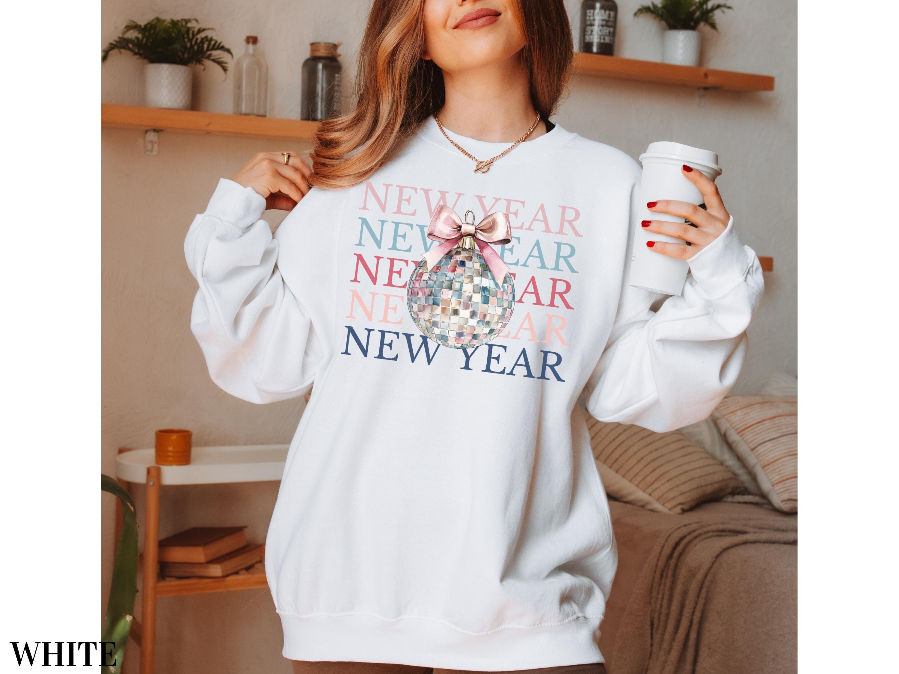 Frohes neues Sweatshirt, Kokette Silvester Rundhalsausschnitt