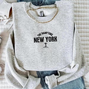 Embroidered Hamptons New York Sweatshirt, Hamptons Crewneck, Coastal Crewneck, Hamptons Vacation Sweatshirt, The Hamptons Souvenir