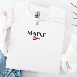 Embroidered Maine Sweatshirt, Lobster Crewneck, Maine Vacation Sweatshirt, Fisherman Aesthetic, Coastal Sweatshirt, New England Pullover
