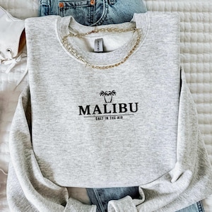 Embroidered Malibu Sweatshirt, Oversized California Crewneck, Malibu Vacation Shirt, Beachy Hoodie, Bachelorette Sweatshirt, Gift for Her