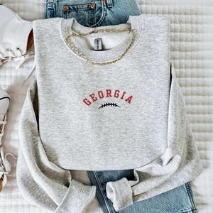 Embroidered Georgia Football Sweatshirt, Varsity College Football Crewneck, University of Georgia Sweatshirt, College Game Day Apparel