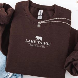 Embroidered Lake Tahoe Sweatshirt, National Park Crewneck, Travel Destination Gift, Lake Tahoe Vacation, Sierra Nevada Unisex Crewneck