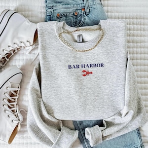 Embroidered Bar Harbor Maine Sweatshirt, Bar Harbor Maine Vacation Shirt, Travel Destination Gift, Coastal Sweatshirt, New England Pullover