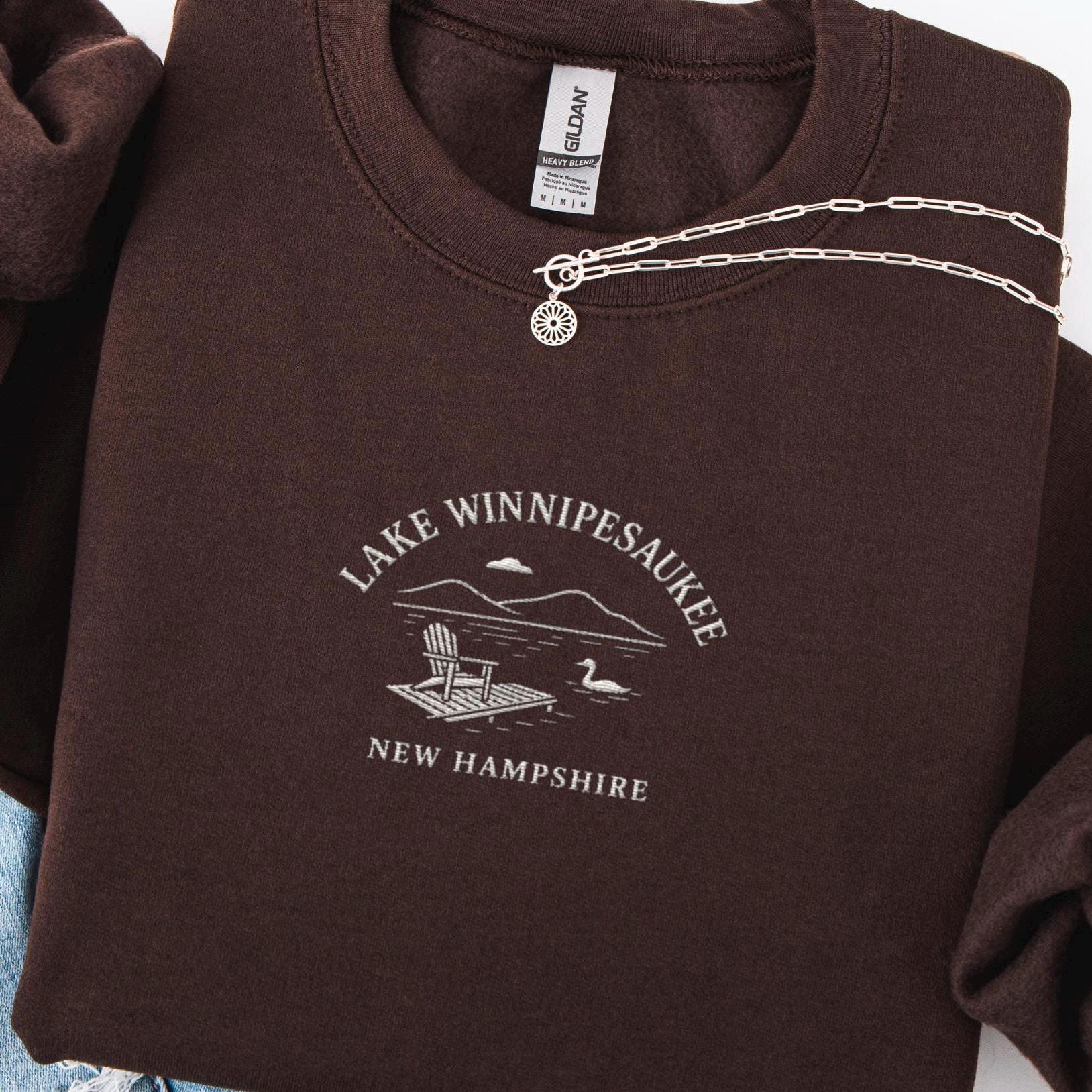 Embroidered Lake Winnipesaukee Sweatshirt, Lake Winni Crewneck, Travel Destination Gift, Lake Winnipesaukee Vacation, Lake Life Souvenir