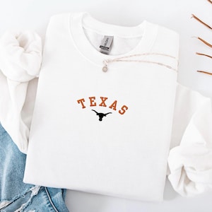 Embroidered Texas Longhorn Football Sweatshirt, Varsity College Football Crewneck, University of Texas Sweatshirt, Gift for College Student