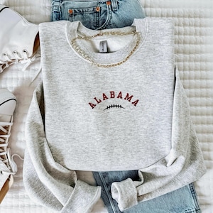 Embroidered Alabama Football Sweatshirt, Varsity College Football Crewneck, University of Alabama Sweatshirt, College Game Day Apparel