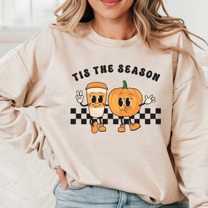 Cute Fall Coffee Sweatshirt, Pumpkin Coffee Crewneck, Pumpkin Spice Shirt, Retro Fall Pullover, Autumn Sweater, Coffee Lover Sweatshirt
