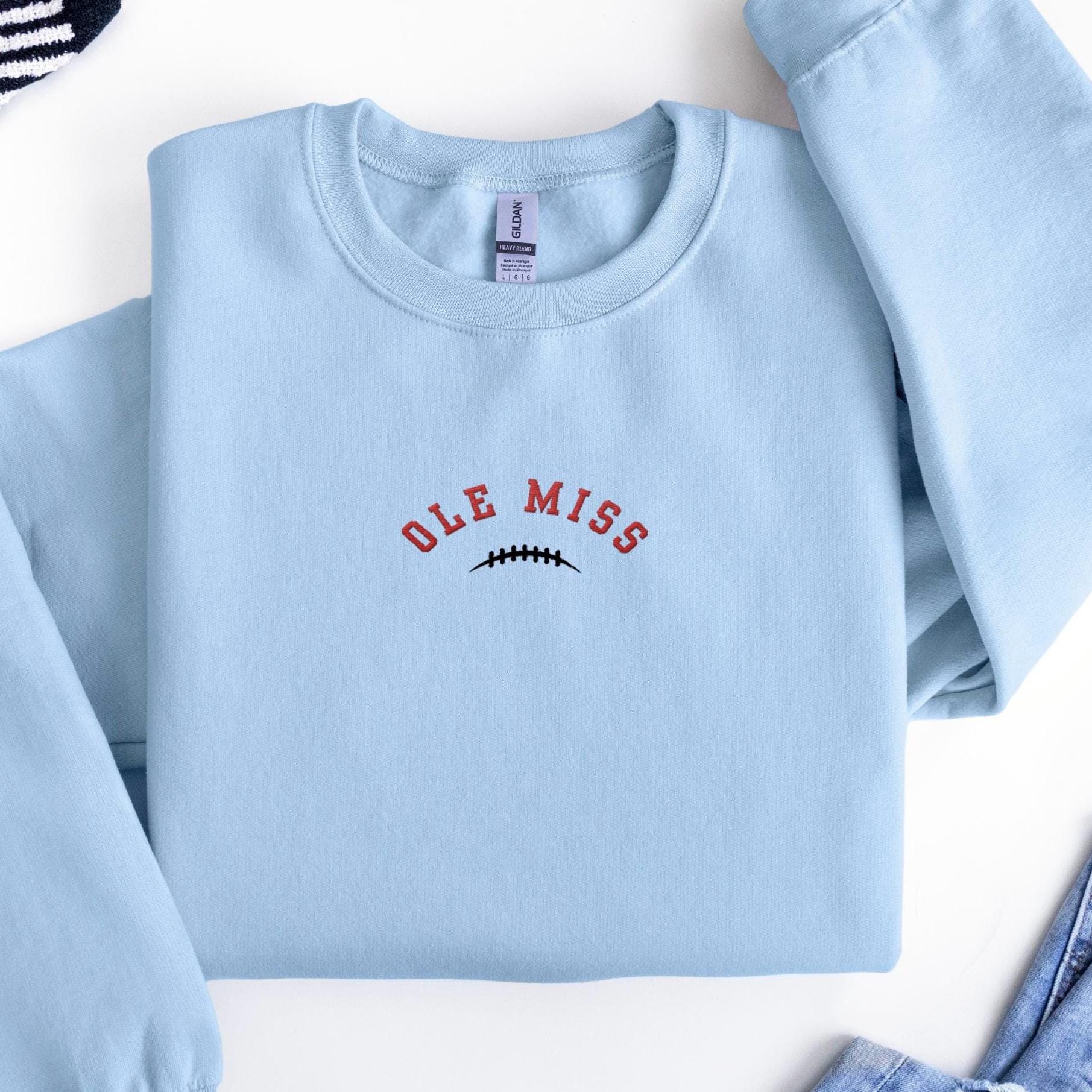 Crew Sweatshirt Baby Blue Ole Miss Sweatshirt Light Blue Ole Miss