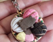 Pan dulce keychain sweet bread puerquito conchita concha charm keychain handpainted mexican plate flowers dia de los muertos art gift party