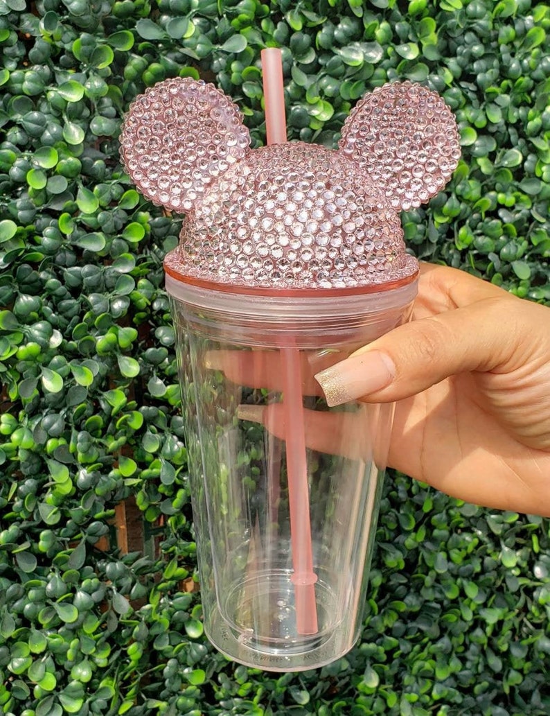 Disneyland Disney Mouse Ears Rhinestone Coffee Tea Straw Cup Etsy